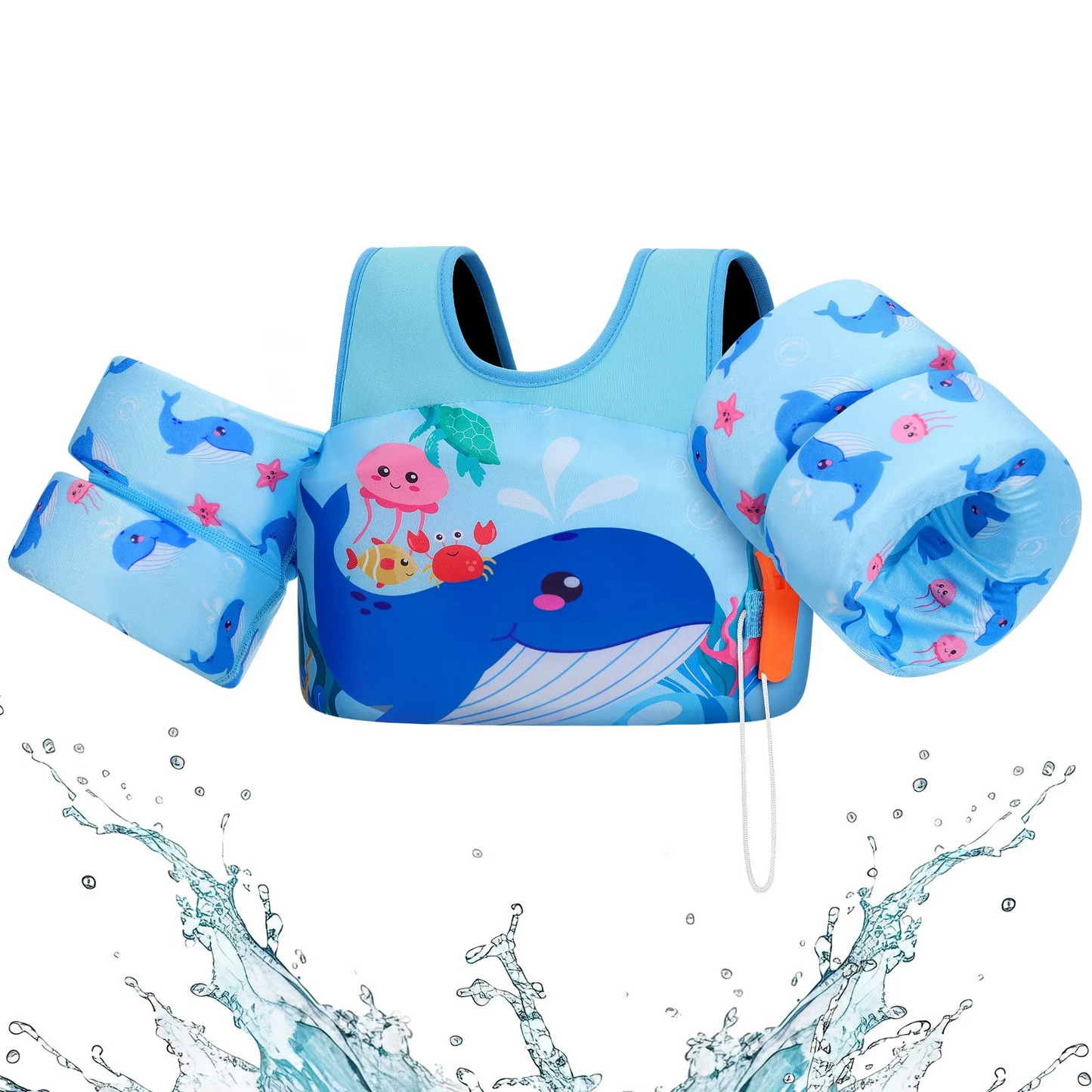 Schwimmweste für Kinder mit Schwimmkörpern und Sicherheitspfeife