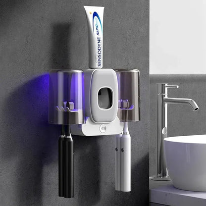 UV-desinfizierender Zahnbürstenhalter mit automatischem Spender