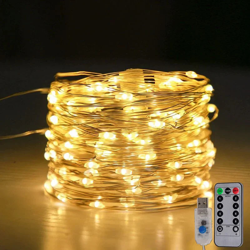 Bunte Lichterketten mit USB-Anschluss und Fernbedienung