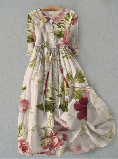 Pretty Patterned Short Sleeve Summer Dress