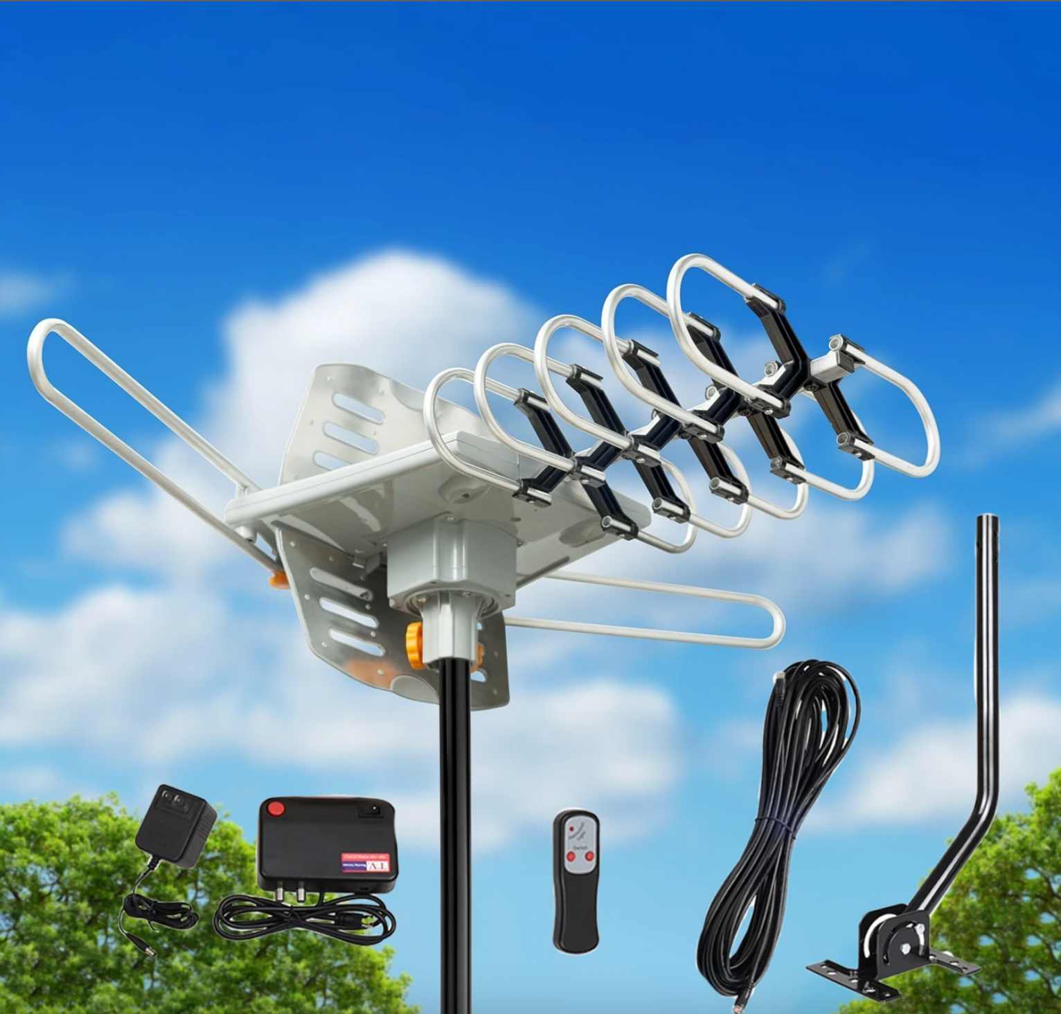Long Range Outdoor TV Antenna with Motorized Rotation - Halri