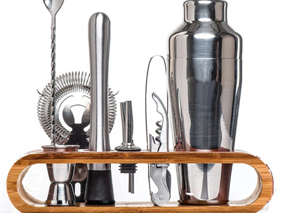 Premium Metal 10-Piece Cocktail Bar Set