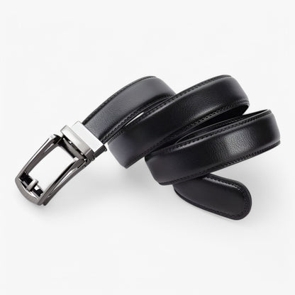 Double Layer Cowhide Leather Belt for Men – Black Leather Designer Belt with Elegant Alloy Buckle for Formal and Casual Wear-5