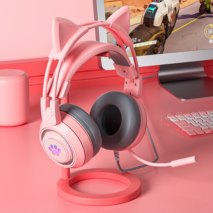 Fun Cat Ear Gaming Headset with Mic for PC PS4 - Halri