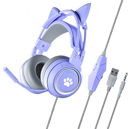 Fun Cat Ear Gaming Headset with Mic for PC PS4