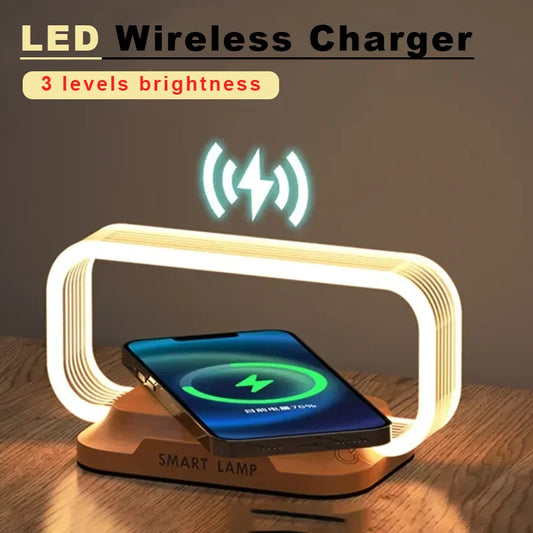 Wooden Dimmable LED Desk Lamp with Wireless Charger - Halri