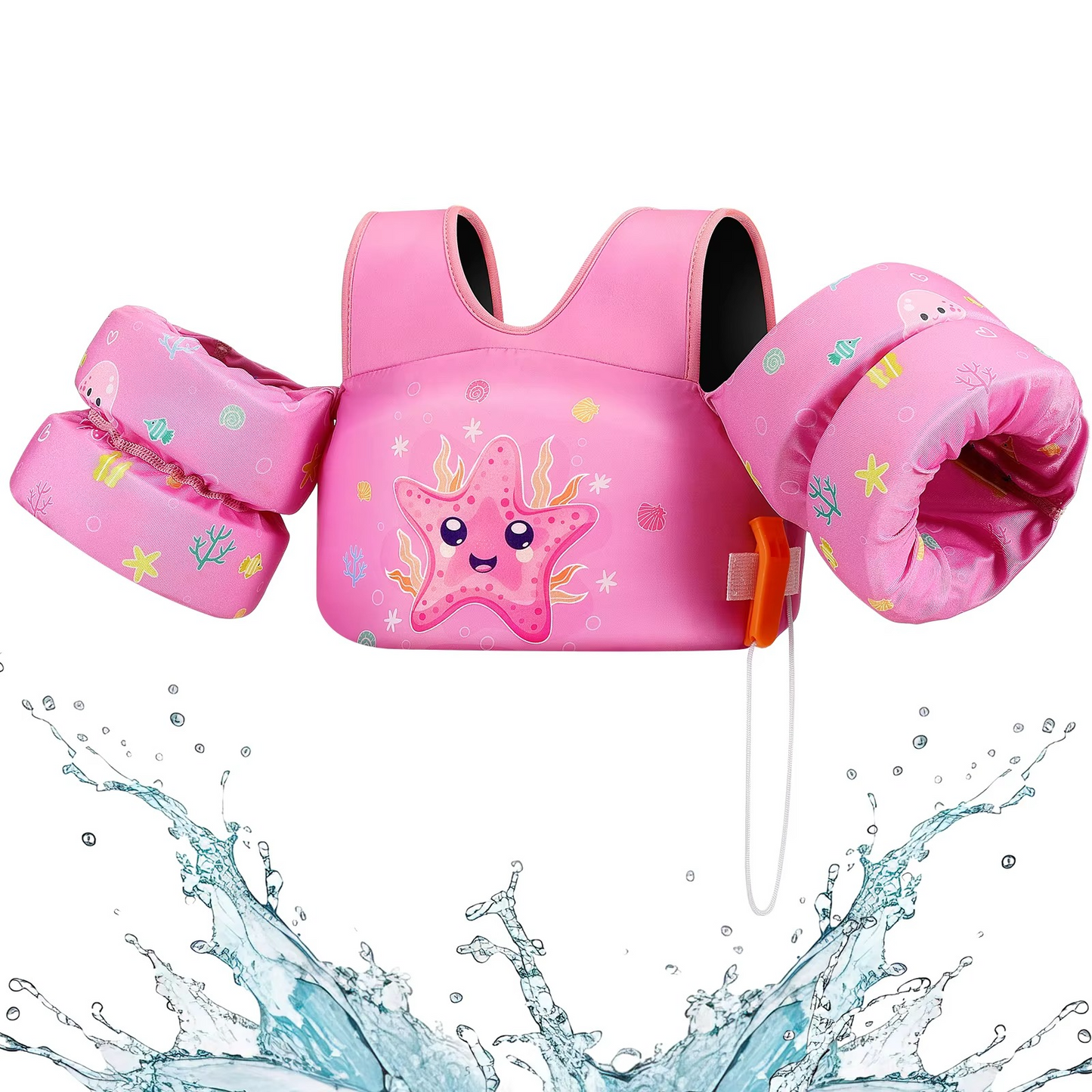 Schwimmweste für Kinder mit Schwimmkörpern und Sicherheitspfeife