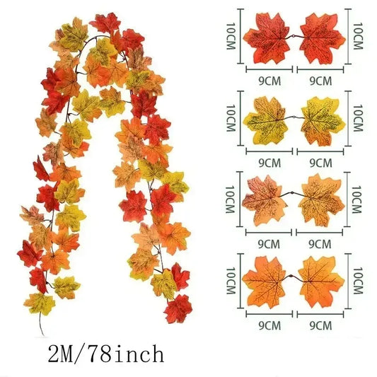 Autumn Artificial Maple Leaf Home Decor Garland - Halri