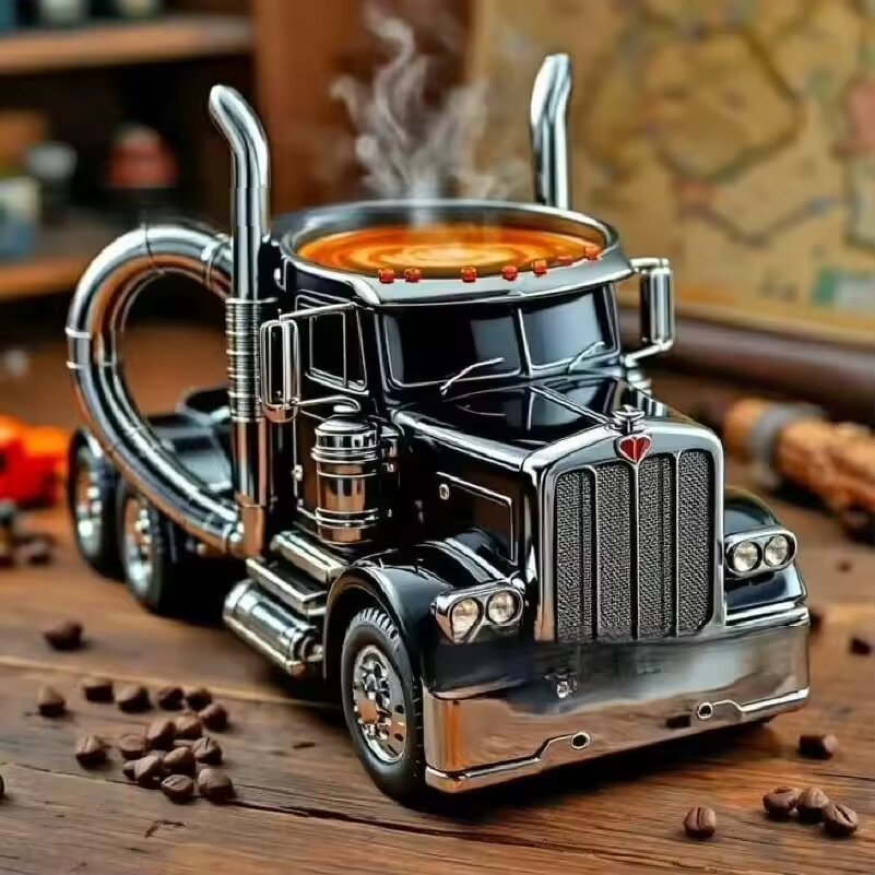 Retro-Kaffee-Truck-Fahrer-Becher