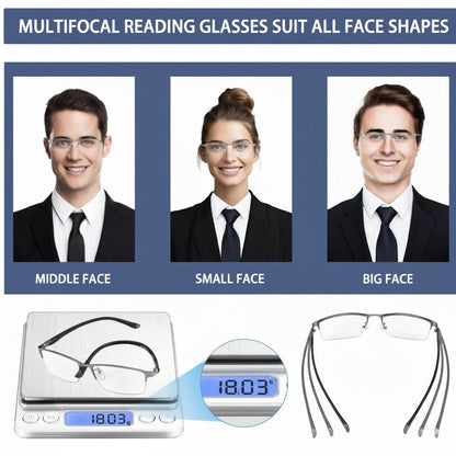 Smart Progressive Reading Glasses with Multi-Zone Lenses – Lightweight Anti-Glare Design for Clear Vision