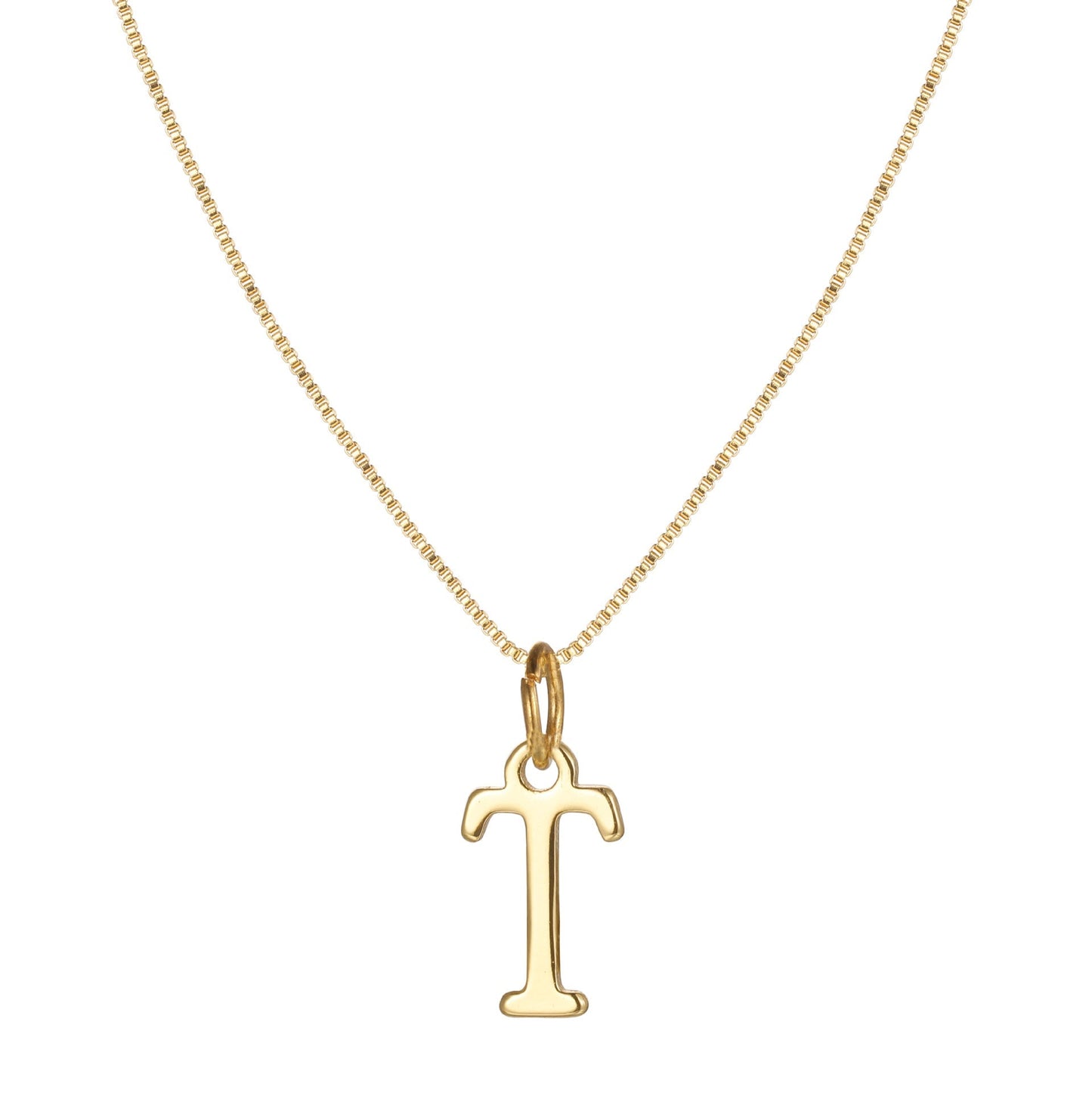 Schlichte Halskette mit Initialenanhänger aus 14-karätigem Gold