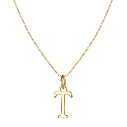 Schlichte Halskette mit Initialenanhänger aus 14-karätigem Gold