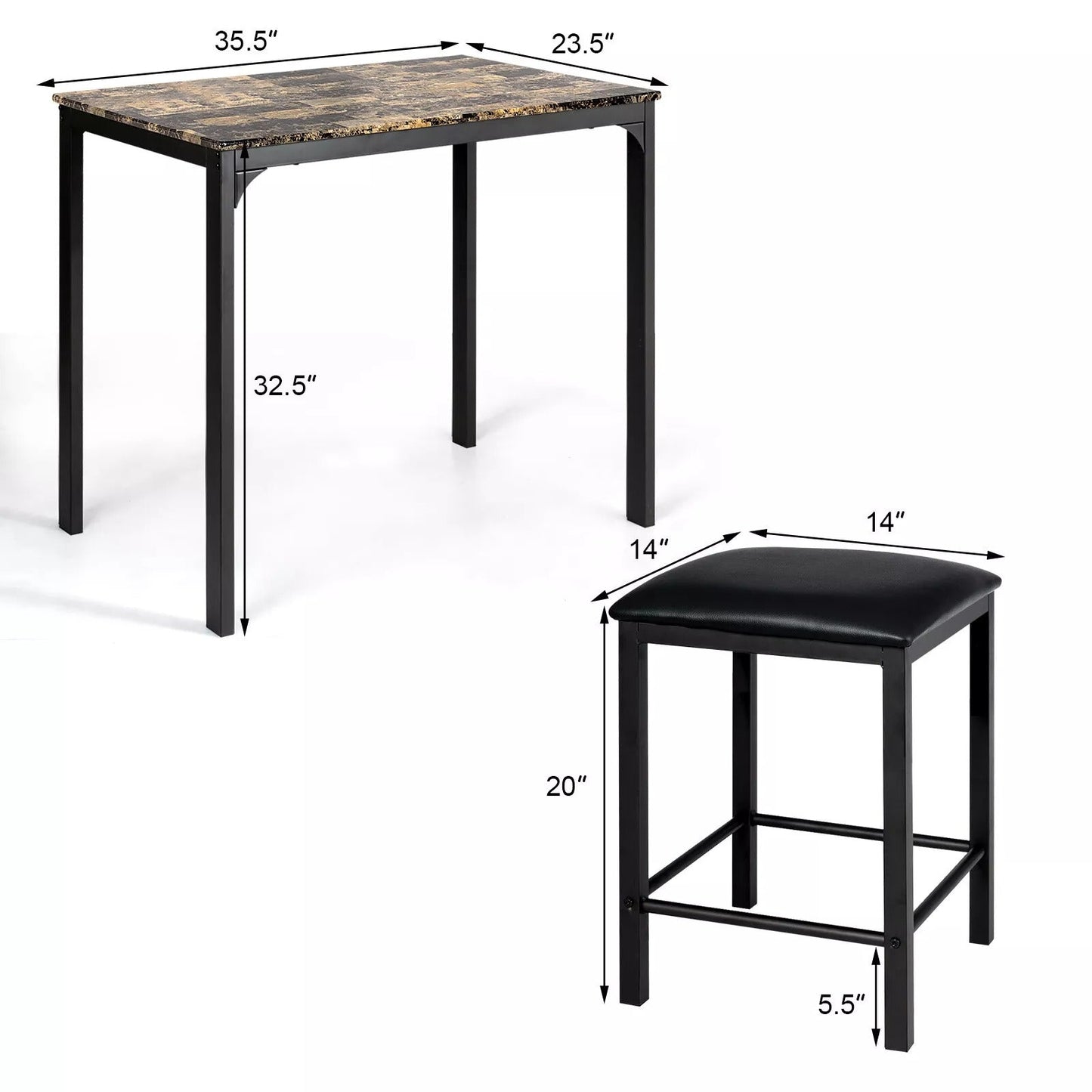 Compact 2 Seat Kitchen Table Set