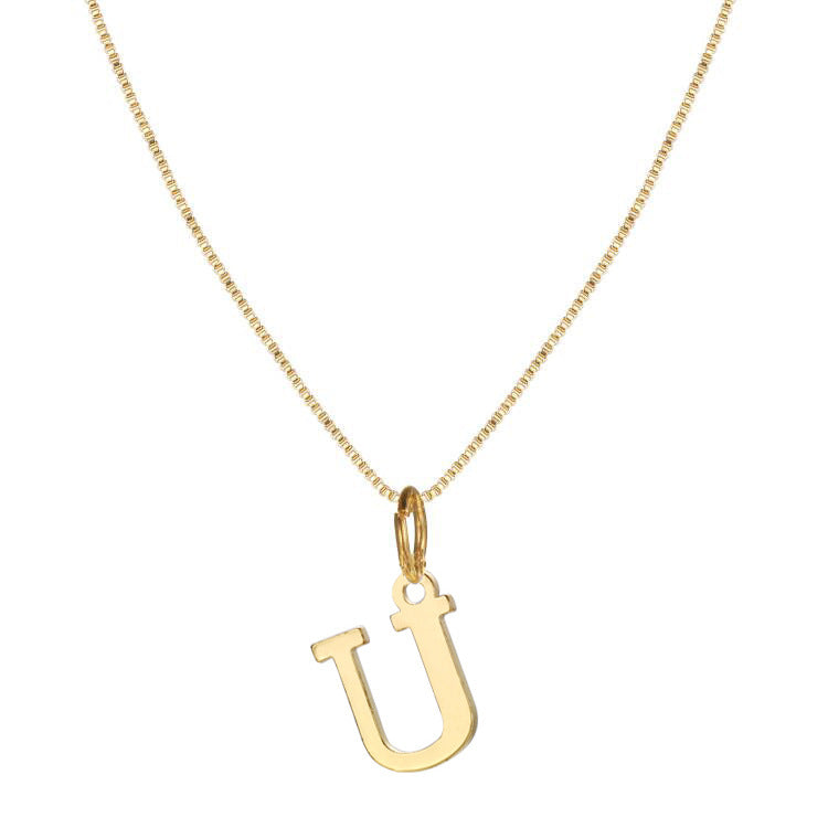 Schlichte Halskette mit Initialenanhänger aus 14-karätigem Gold