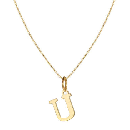 Schlichte Halskette mit Initialenanhänger aus 14-karätigem Gold