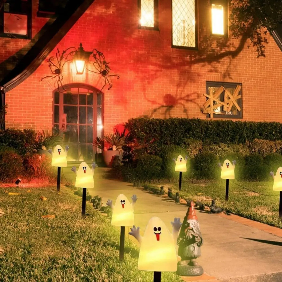 Spooky Solar Powered Pumpkin Ghost Decoration Set