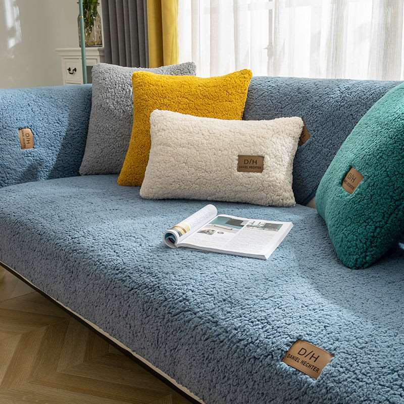 Plush Sofa Slipcover with Grip Bottom - Soft & Washable - Halri