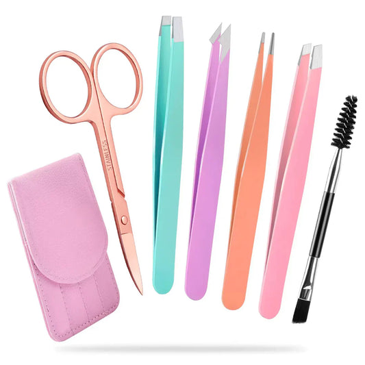 Professional Eyebrow Tweezers Kit with Travel Case - Halri