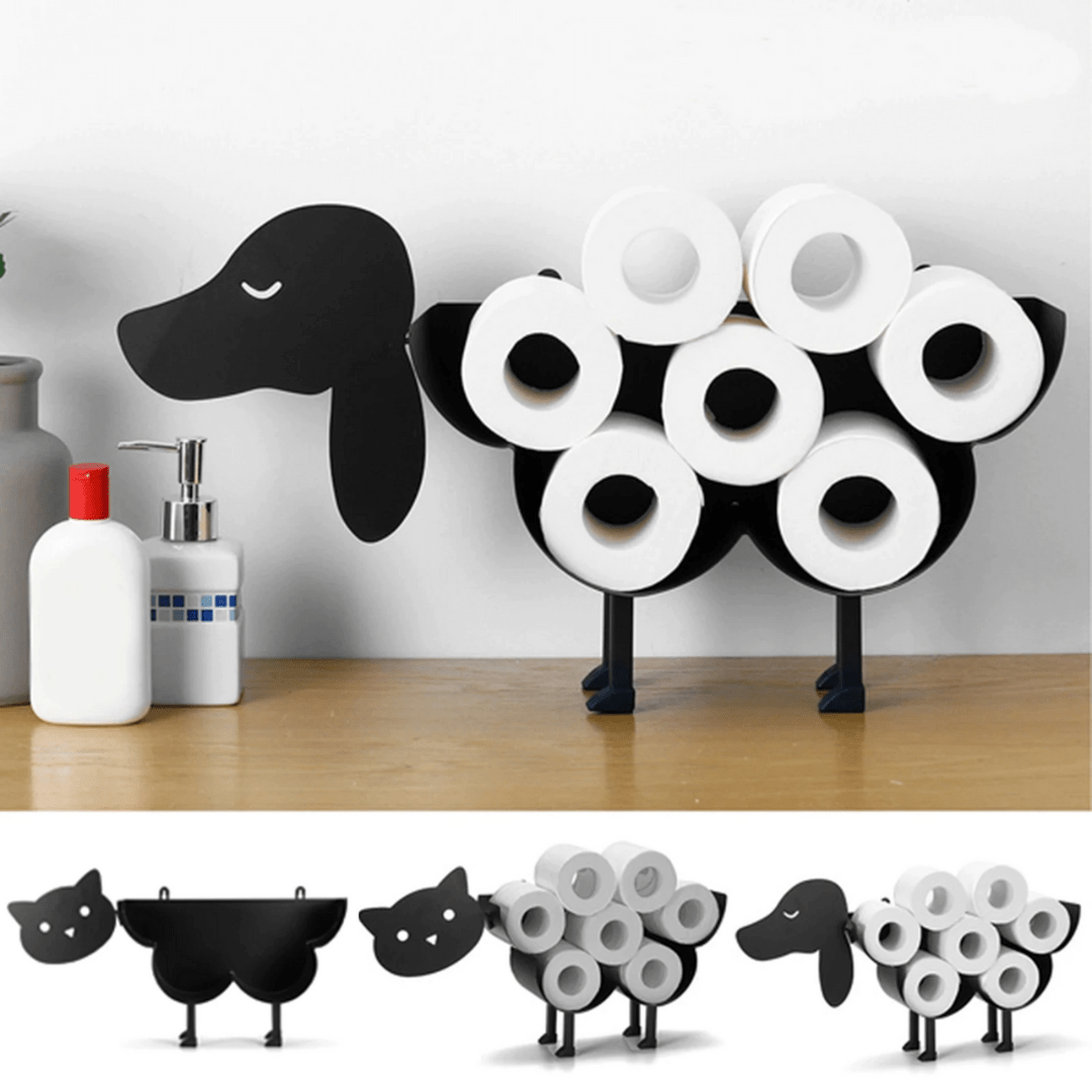 Rustikaler Toilettenpapierhalter aus Metall in Tierform