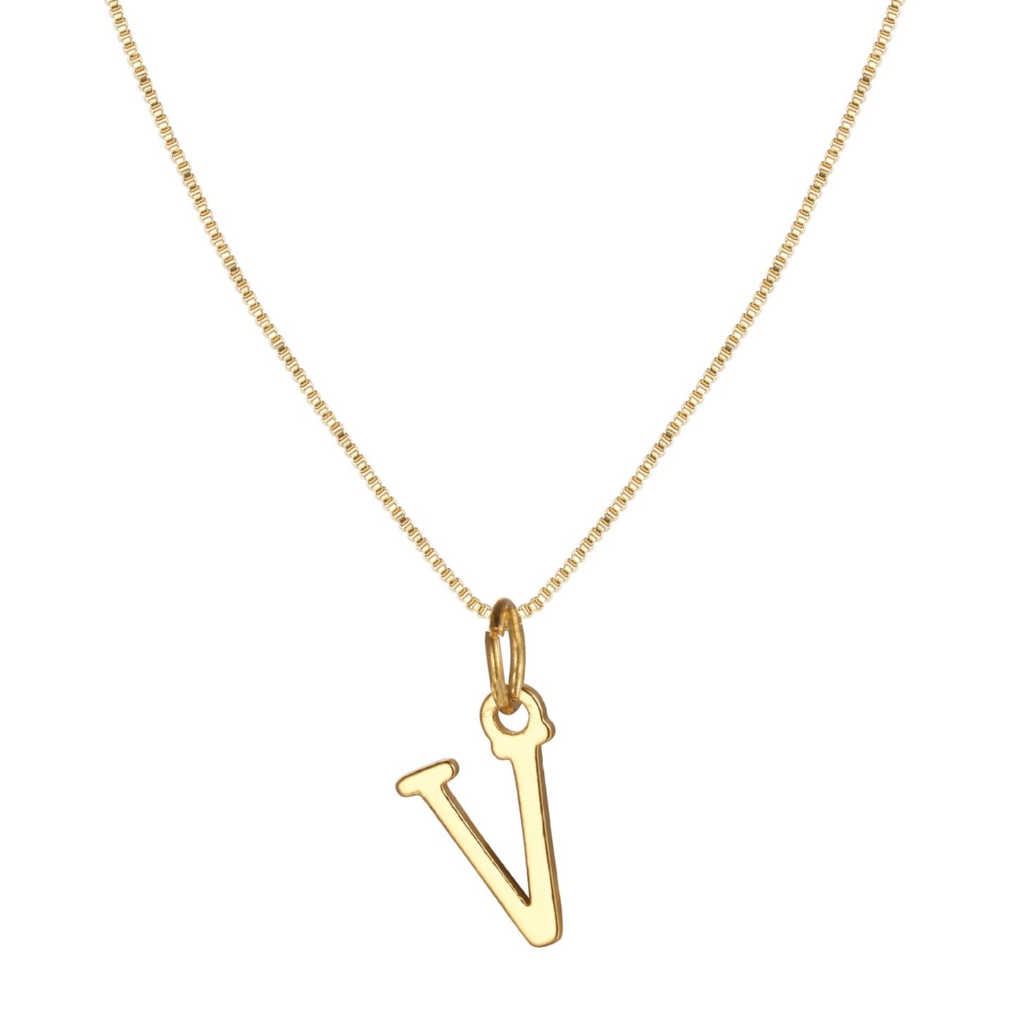 Schlichte Halskette mit Initialenanhänger aus 14-karätigem Gold