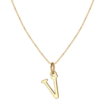 Schlichte Halskette mit Initialenanhänger aus 14-karätigem Gold