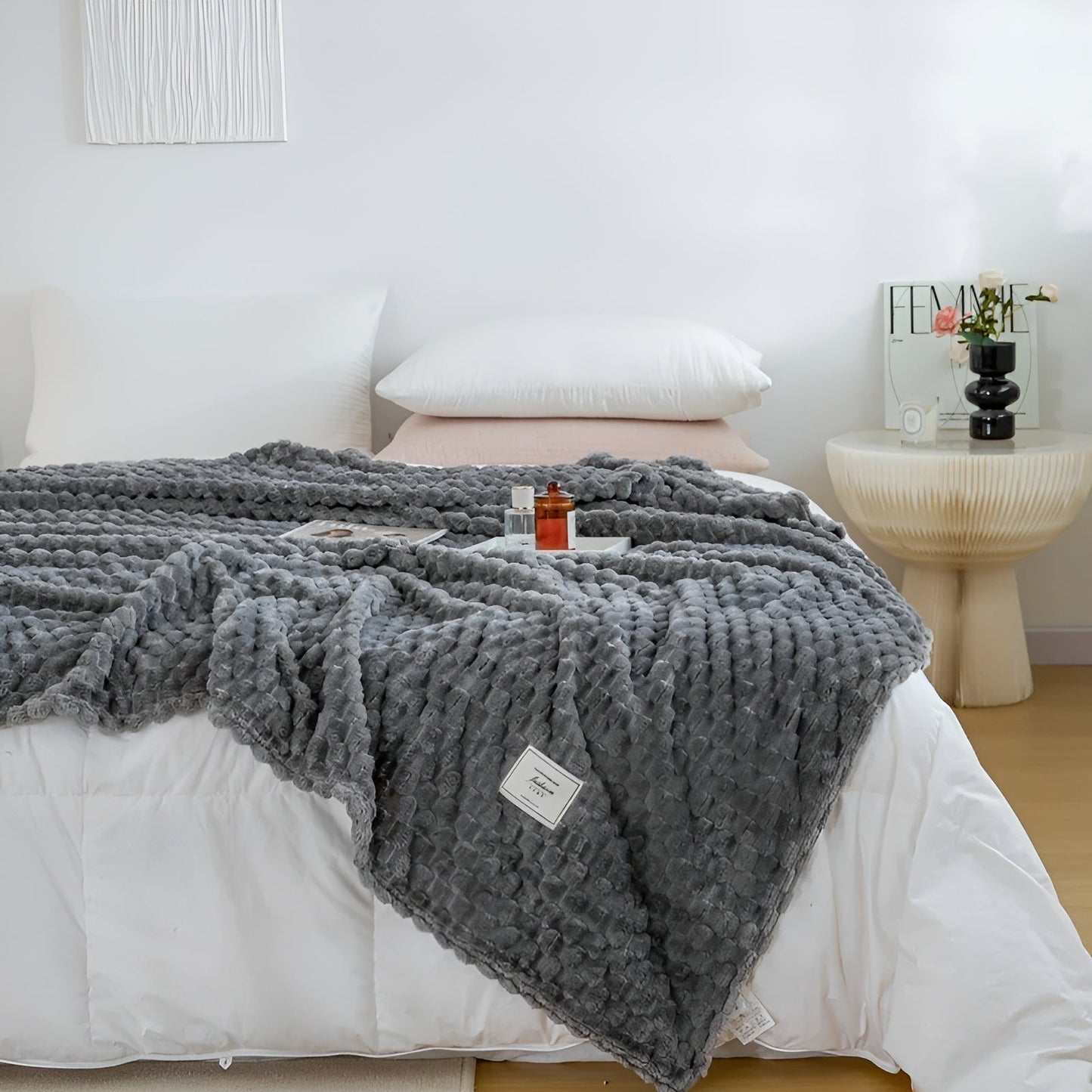 Plush Gray Throw Blanket Soft and Warm - Halri