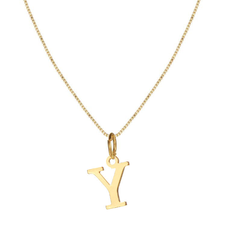 Schlichte Halskette mit Initialenanhänger aus 14-karätigem Gold