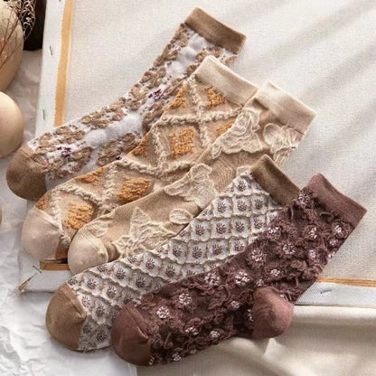 Klassische Knöchelsocken mit Blumenmuster, 5er-Pack