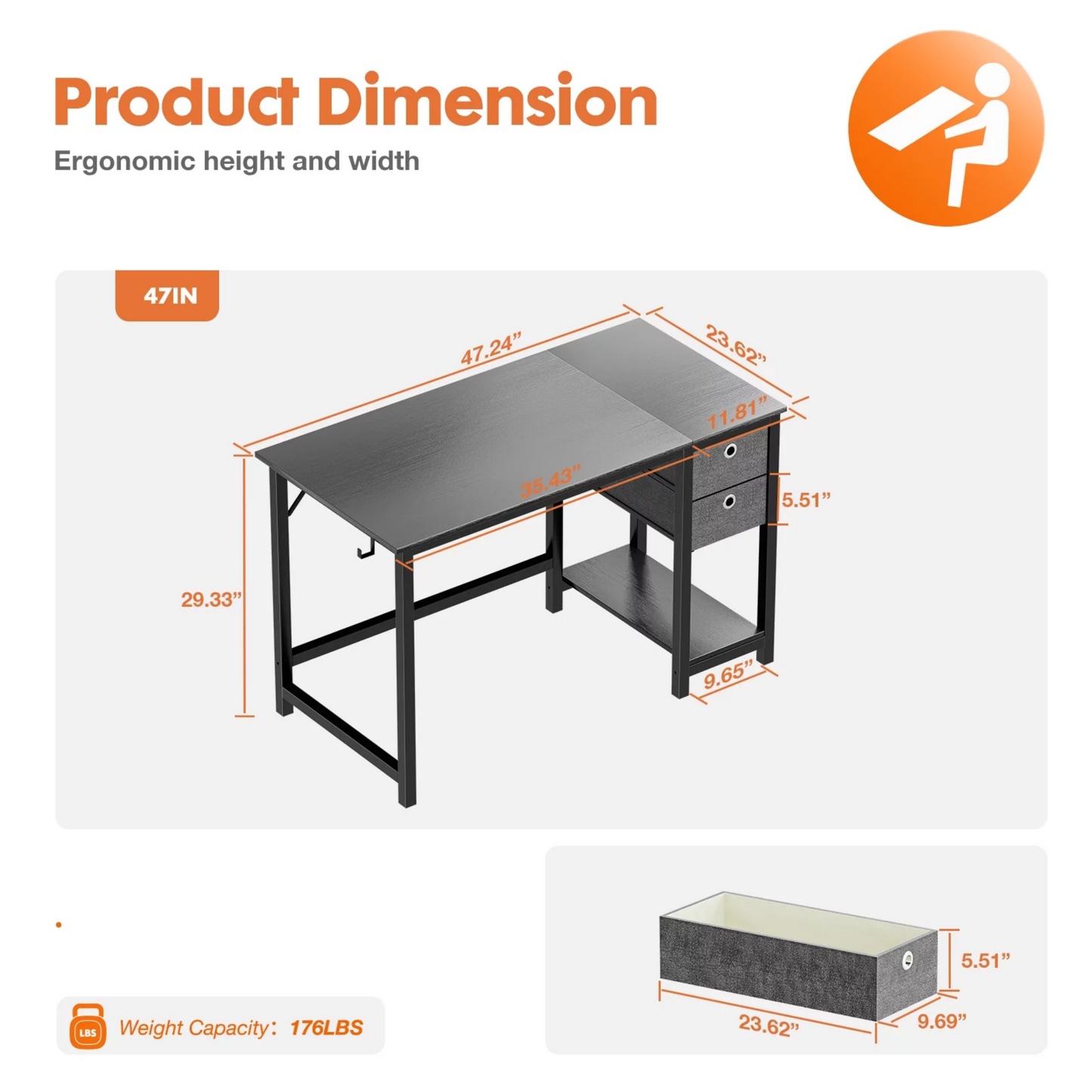 Compact Home Office Desk with Storage
