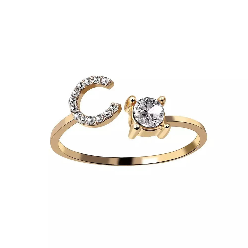 Personalisierter, zarter Diamantring mit Initialen