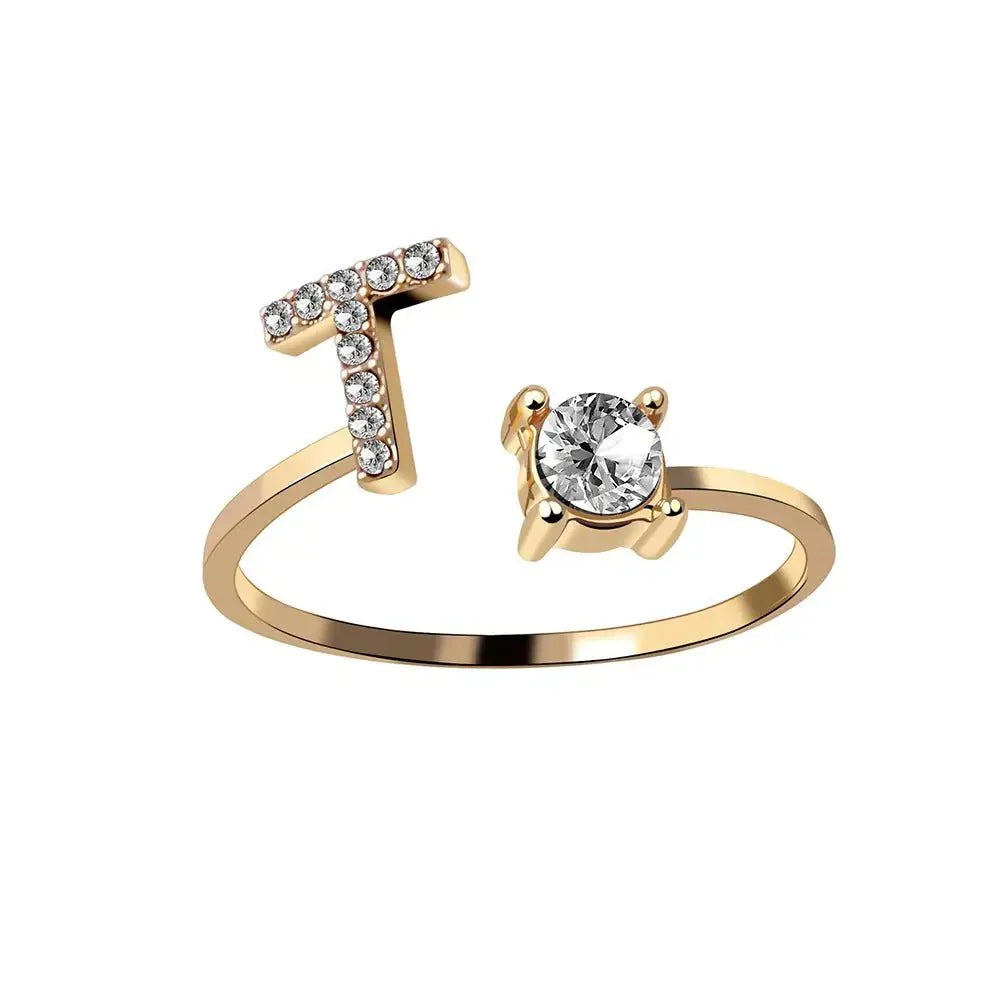 Personalisierter, zarter Diamantring mit Initialen