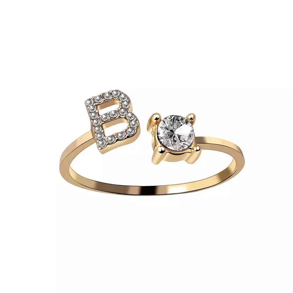 Personalisierter, zarter Diamantring mit Initialen