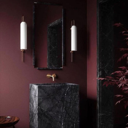 LED Cylinder Wall Light Modern Brass Glass Sconce for Bedroom