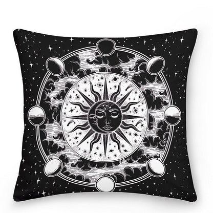 Bunte Astrologie-Sonne-Mond-Zierkissen