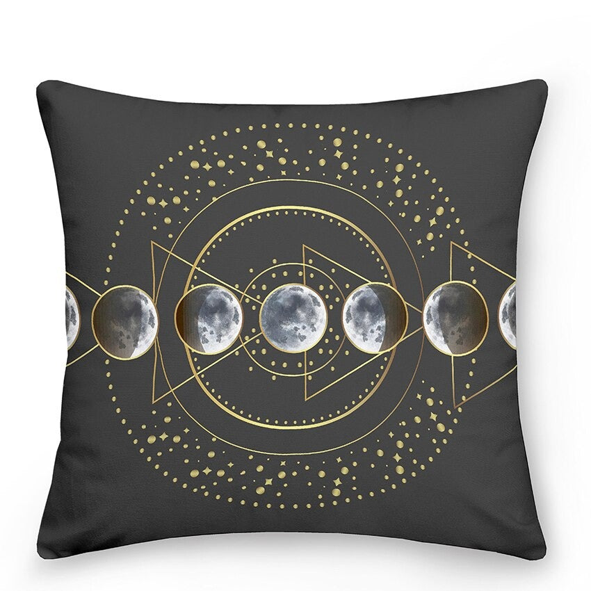 Bunte Astrologie-Sonne-Mond-Zierkissen
