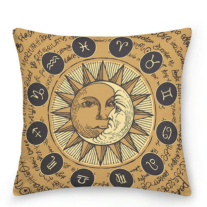 Bunte Astrologie-Sonne-Mond-Zierkissen