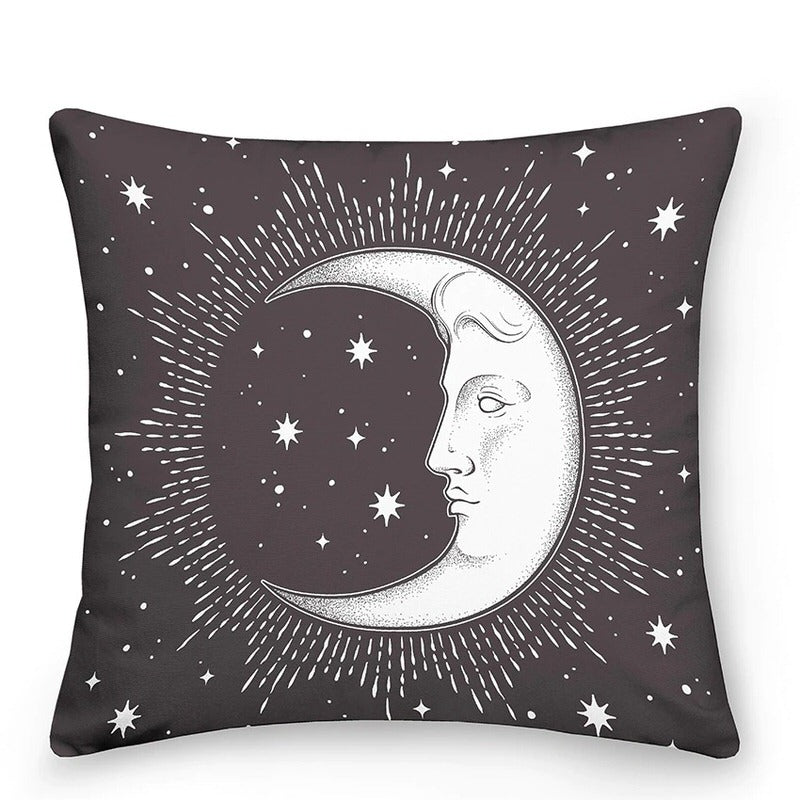 Bunte Astrologie-Sonne-Mond-Zierkissen
