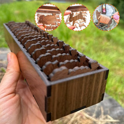 Nähgarnhalter-Set aus Holz in Hasenform mit Aufbewahrungsbox 