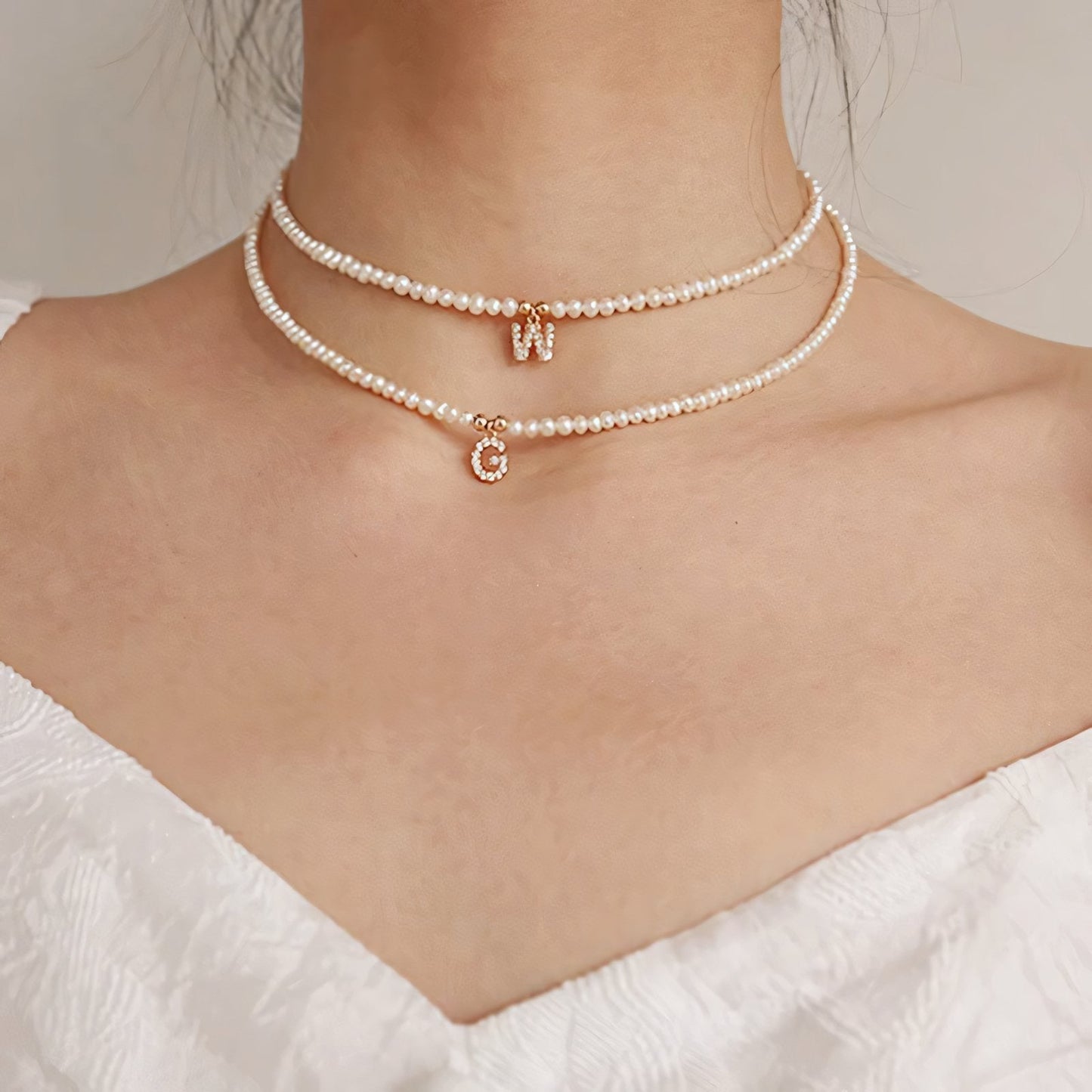 Elegant Pearl Monogram Initial Necklace - Halri