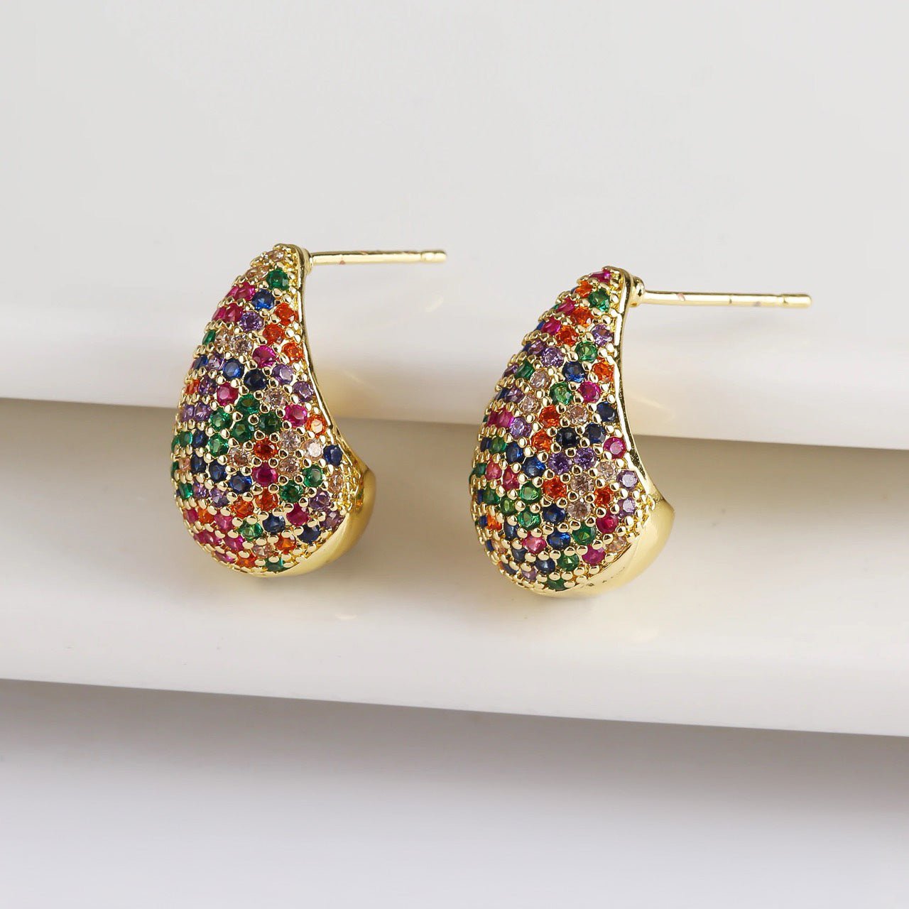 Sparkling Silver Teardrop Diamond Earrings - Halri