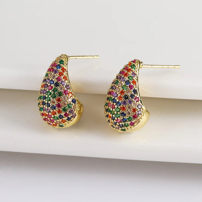 Sparkling Silver Teardrop Diamond Earrings - Halri