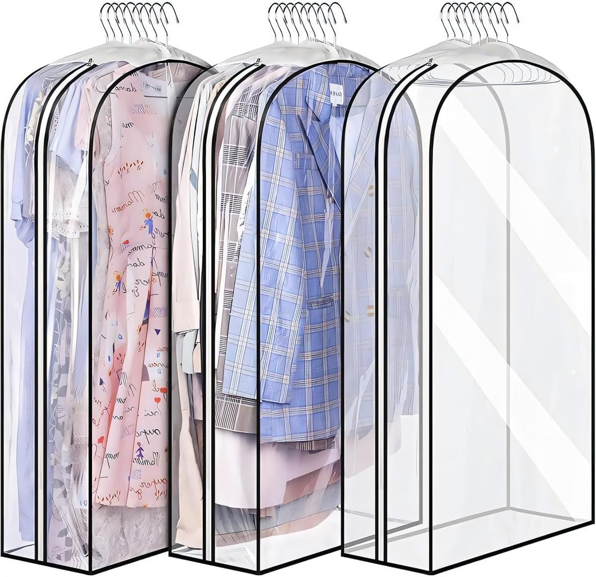 Transparente Kleideraufbewahrungsbeutel mit Reißverschluss – 3er-Pack