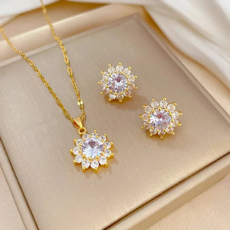 Wunderschönes Schmuckset mit Sonnenblumenmotiv