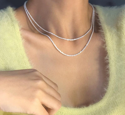 Sparkling Silver Crystal Necklace Set