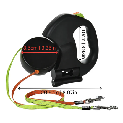 Reflective Pet Leash with LED Light & Tangle Free Design