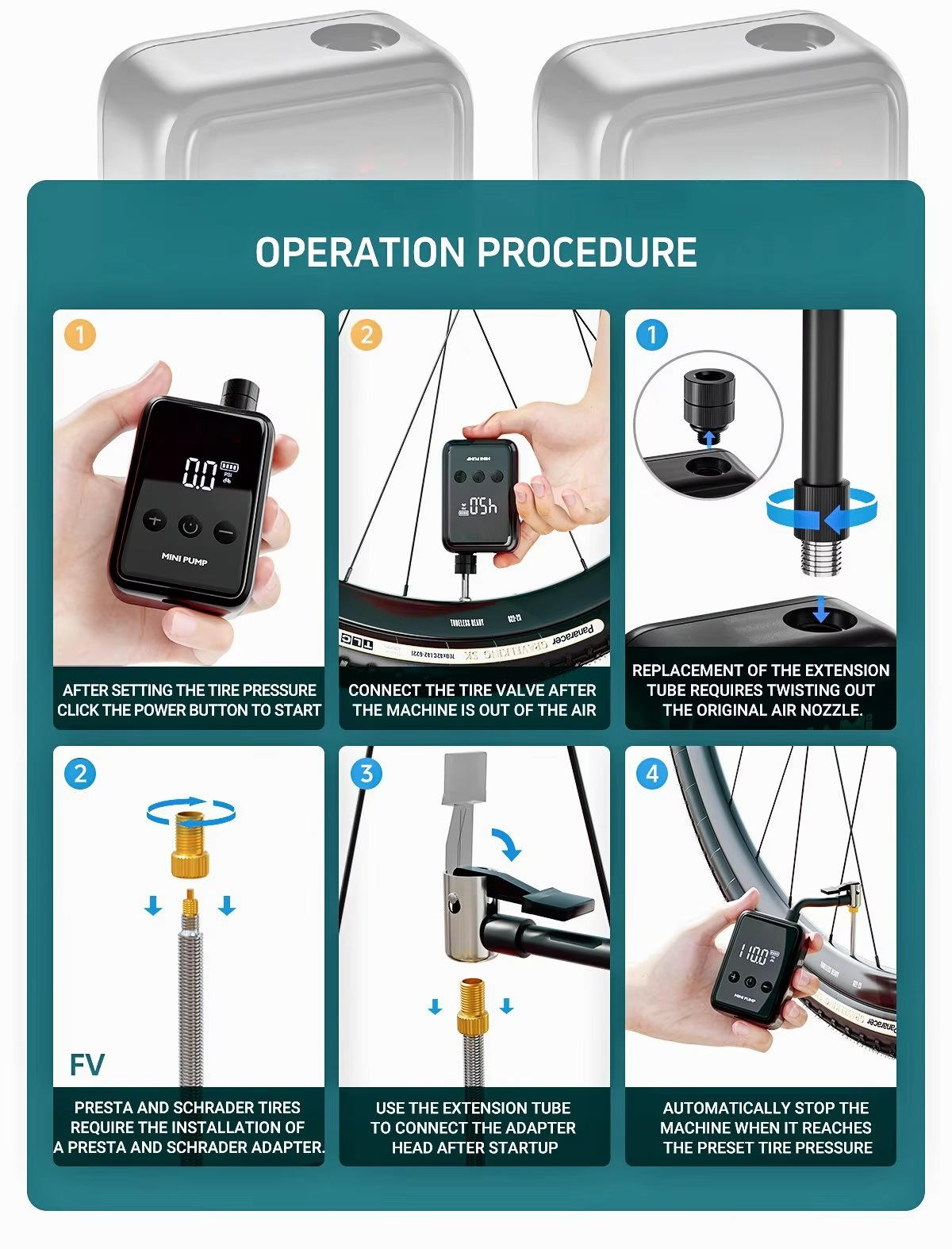 Compact Portable Air Bike Pump