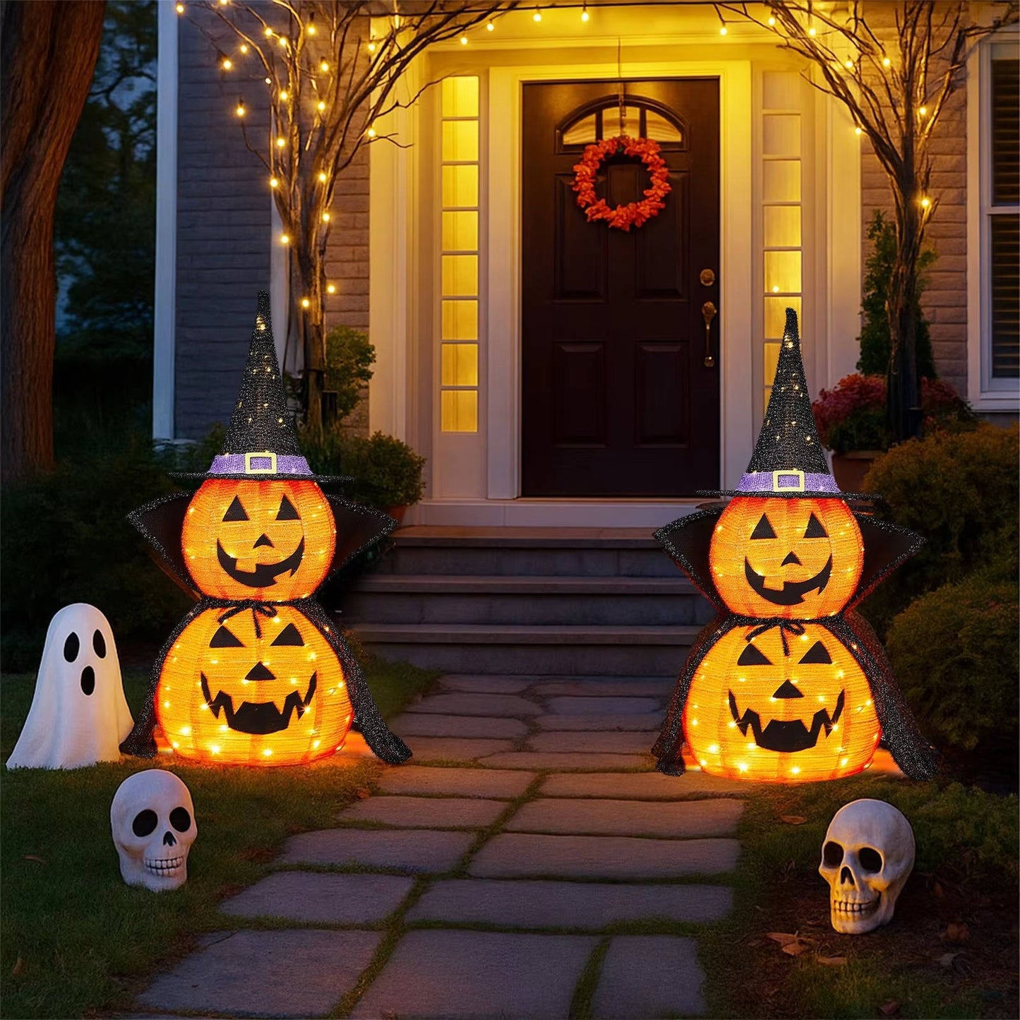 2 Pack 3ft LED Pumpkin Yard Decor Lights