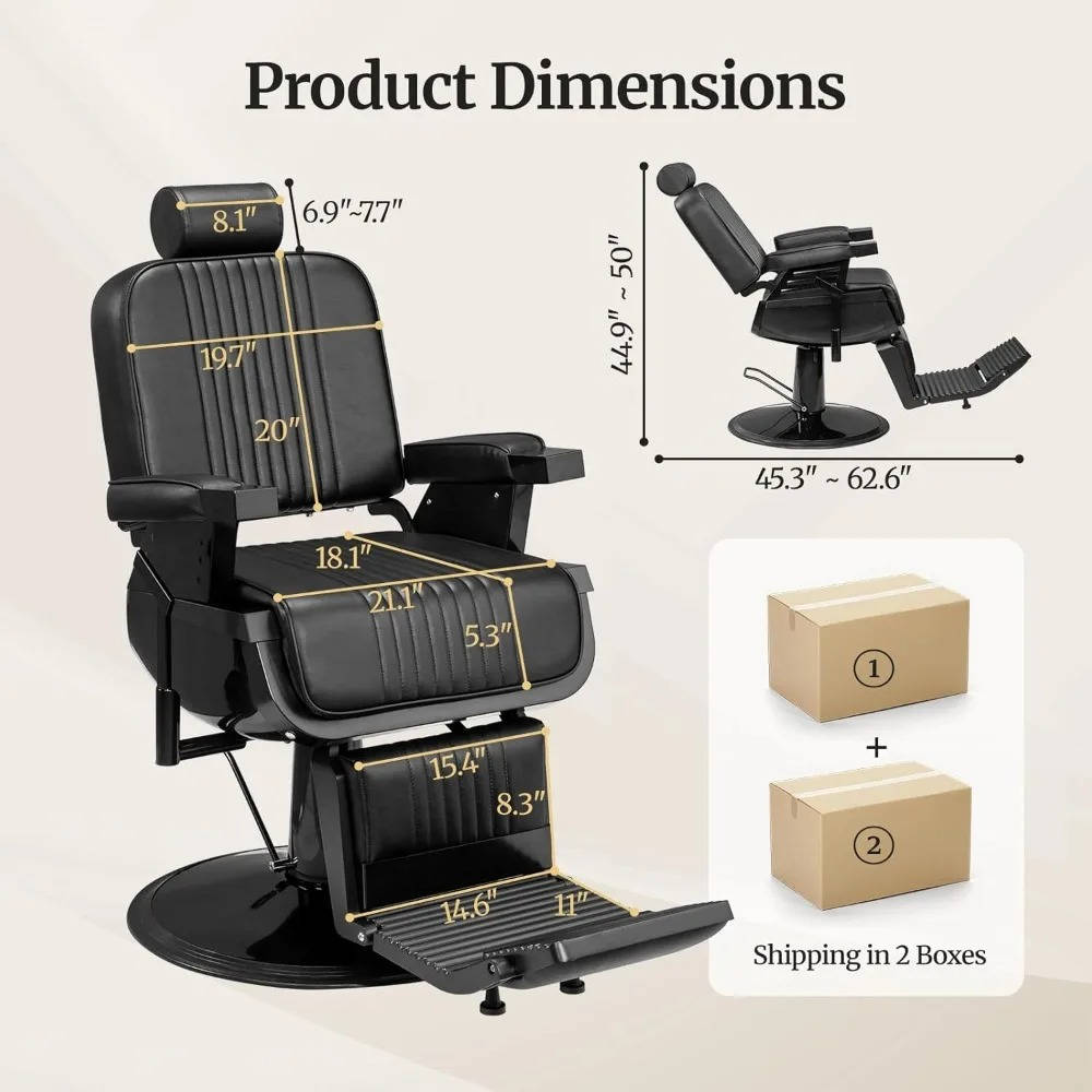Durable Reclining Barber Chair 360 Degree Swivel Salon Seat