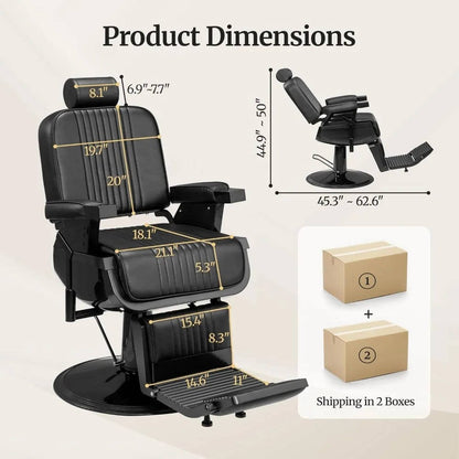 Durable Reclining Barber Chair 360 Degree Swivel Salon Seat