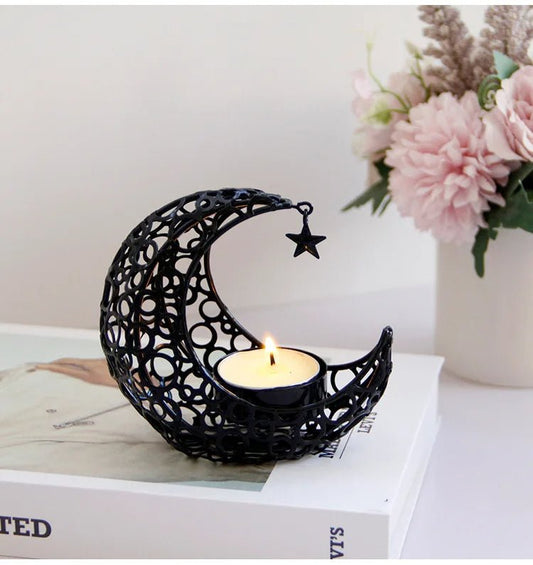Beautiful Metal Crescent Moon Tea Light Holders - Halri